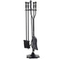 5 Pieces Fireplace Tool Set Wrought Iron With Stand For Indoor And Outdoor Use