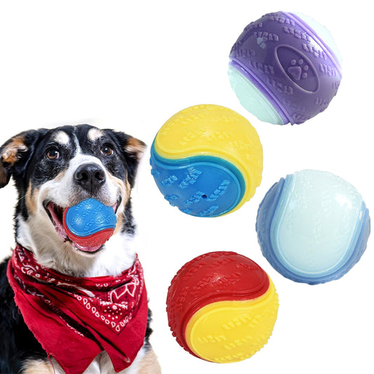 4Pcs 6.5CM Pet Interactive Playing Toy High Bouncy Vibrant Color Squeaky Rubber Balls