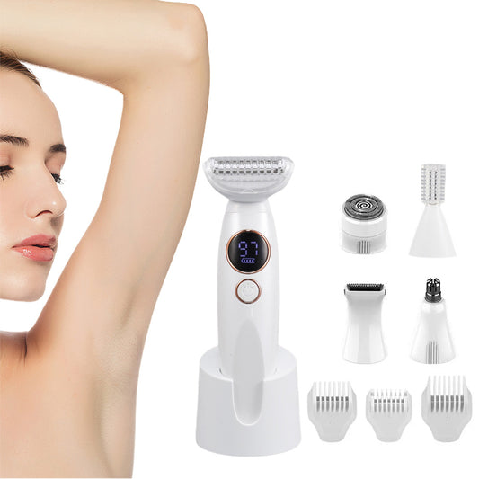 5 in 1 Lady Shavers for Women Bikini Trimmer with LED Display for Underarm Legs