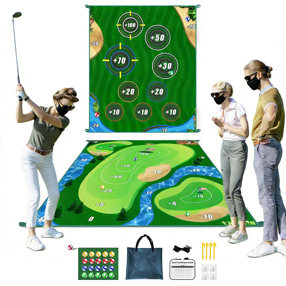 Double-Sided Golf Chipping Practice Mat for Indoor and Outdoor Use