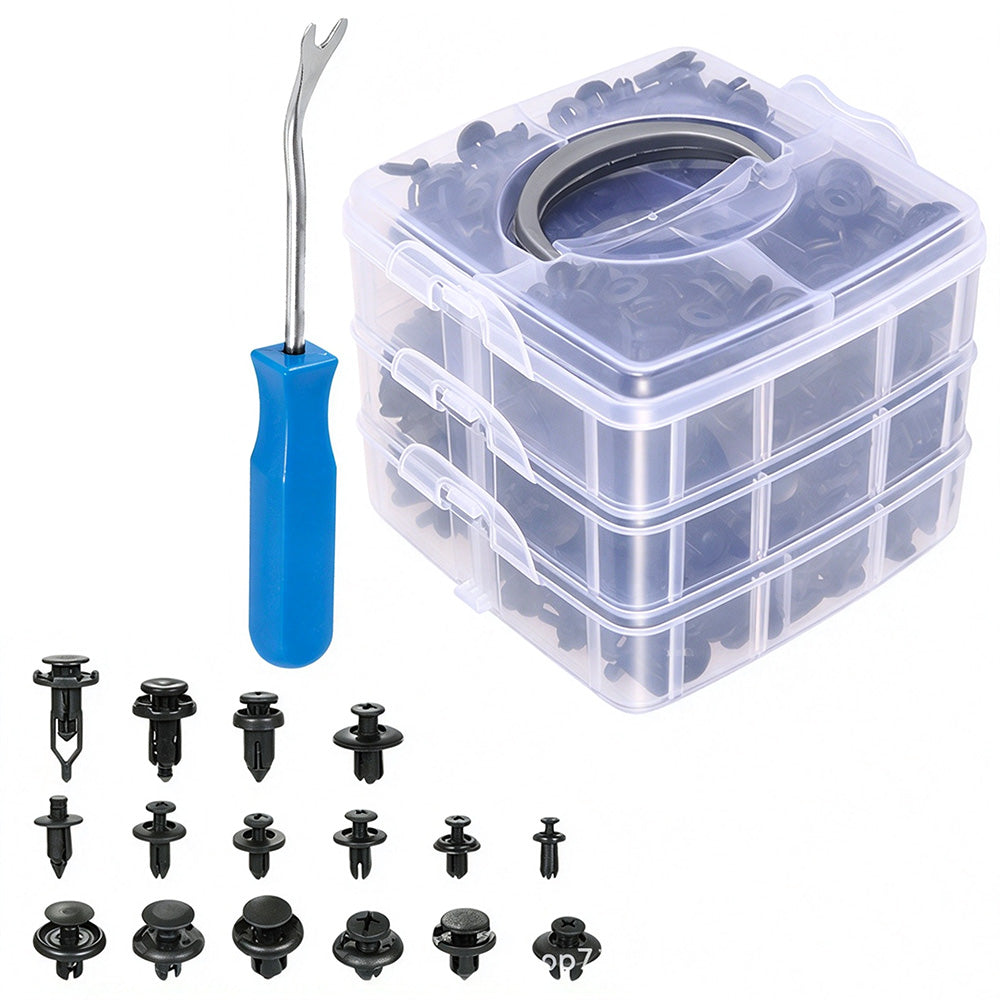 625 Piece Car Trim Clip Fastener Kit 16 Sizes with Tool and Box