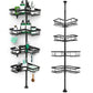 No-Drill Floor-to-Ceiling Corner Shower Caddy Adjustable Bathroom Storage Rack