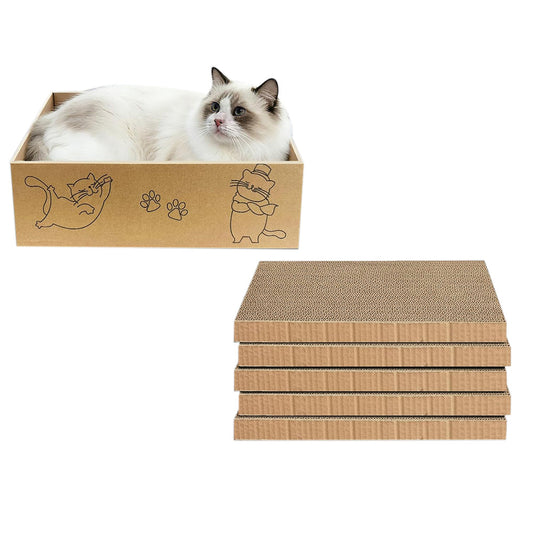 5Pcs Cat Scratcher Cardboard Box Cat Scratching Pad for Indoor Cats and Kitten
