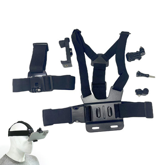 6-Piece Head Strap and Chest Harness Mount Kit for Phone Action Camera
