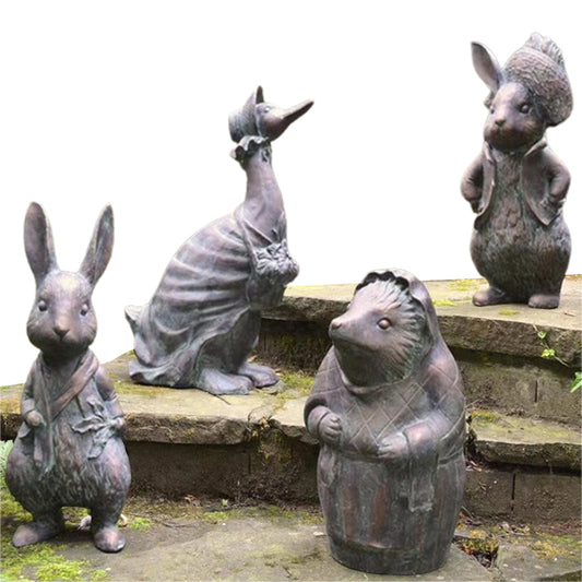 4Pcs Resin Animals Garden Statues