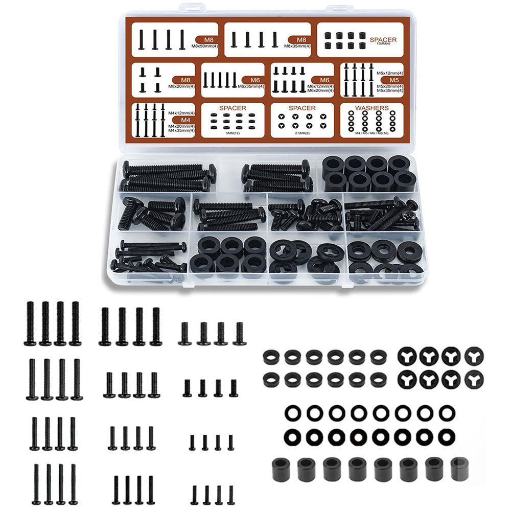 92PCS Universal TV Mount Screw Kit M4 M5 M6 M8 with Spacers Washers Storage Box