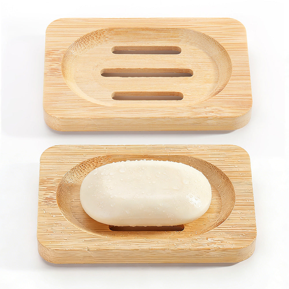2PCS Wood Soap Dish Storage Soap Holder Soap Tray For Home Bathroom