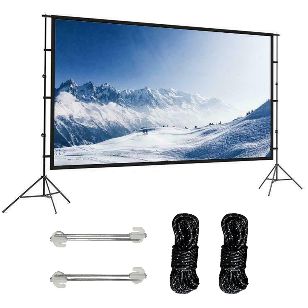 Portable Outdoor Projection Screen Double Stand Movie Screen with Carry Bag for Camping