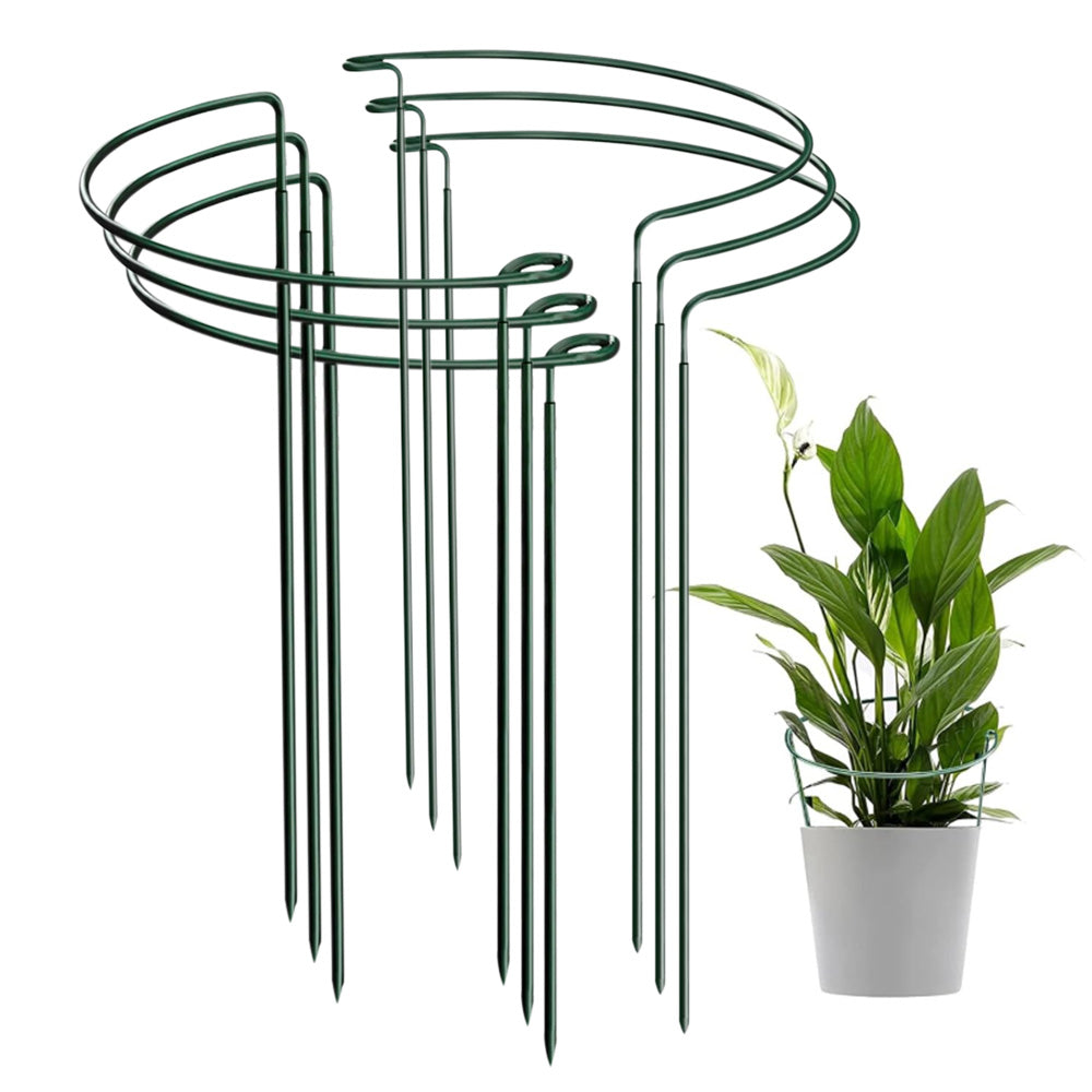 6PCS Plant Supports Stakes Half Round Garden Stakes Plant Support Green Plant Support Ring Border