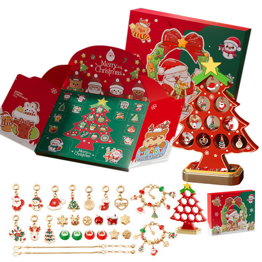 Christmas Advent Calendar Bracelet DIY Jewelry Blind Box Christmas Tree Gift Set for Girls