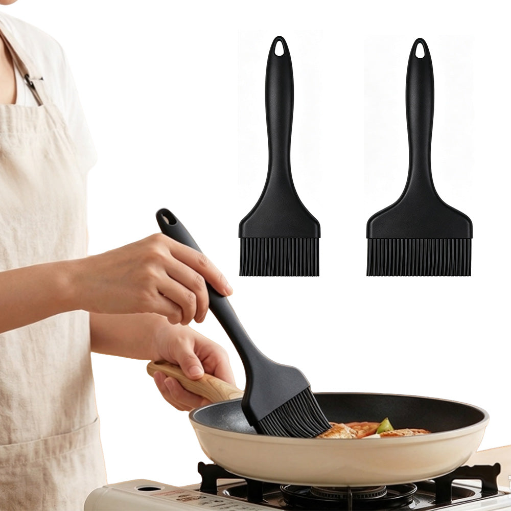 2 Pack Large and Small Silicone Basting Brushes for BBQ Baking and Oil