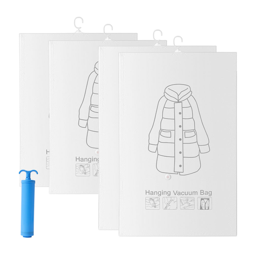 4Pcs Hanging Vacuum Clothes Storage Bags with Pump