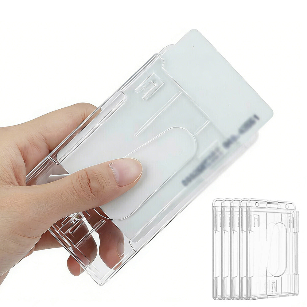5 Pcs Clear PC Double Slot ID Card Holder