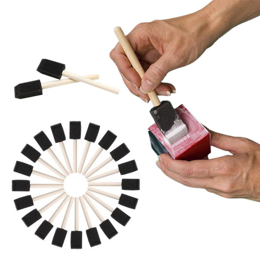 20Pcs 1 Inch Sponge Paint Brush Set Wood Handle Craft Touch Up Stain Brush
