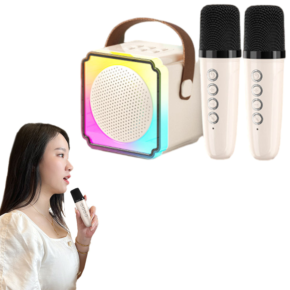 Portable Mini Karaoke Machine Bluetooth Speaker with 2 Wireless Microphones