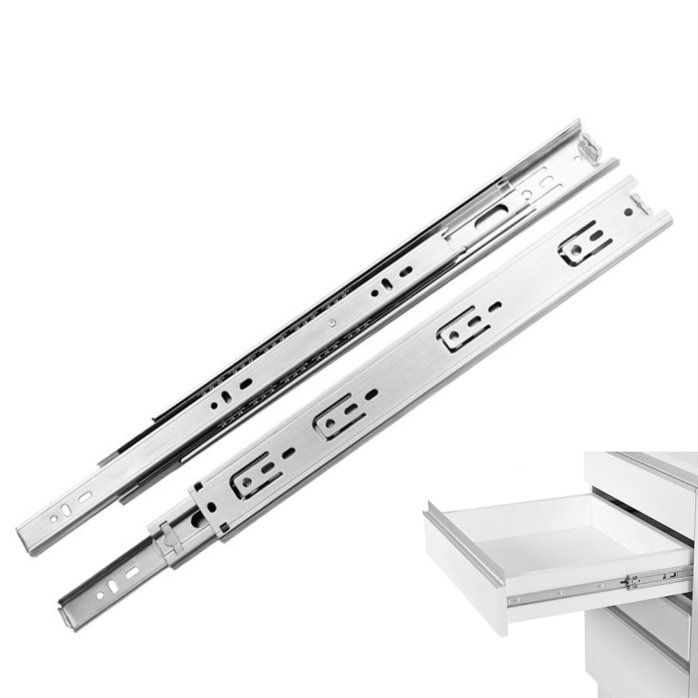 2 Pcs Stainless Steel 3-Section Full-Extension Ball-Bearing Drawer Slides