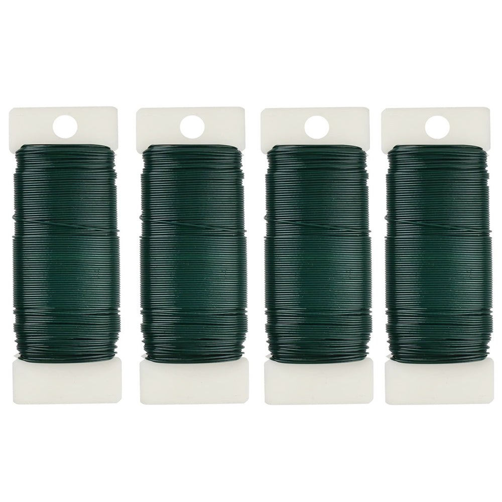 4 Pack 07mm Green Floral Wire Rolls for Christmas Wreath Crafts