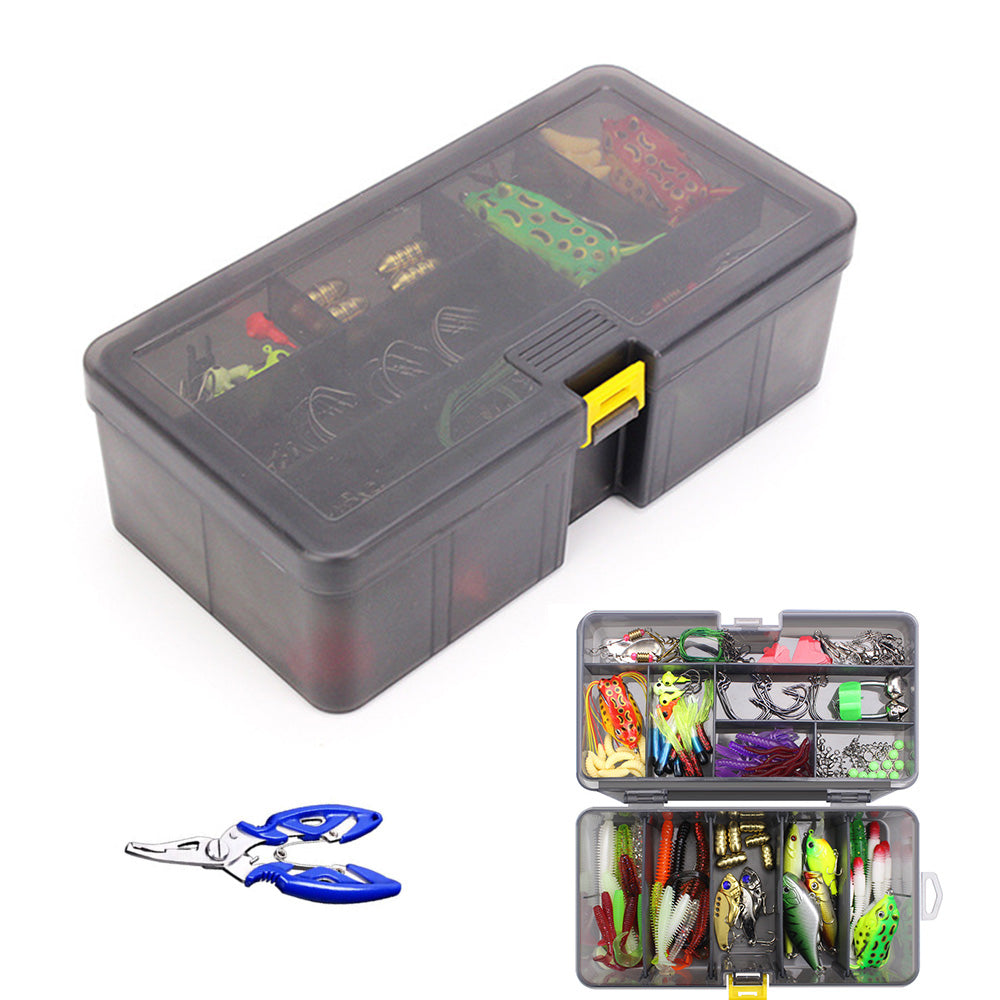 169PCS Fishing Lures Kit Set Two Layers Tackle Box With Fishing Baits Fishing Plier