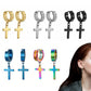 5 Pairs Unisex Cross Dangle Hoop Huggie Stainless Steel Earrings