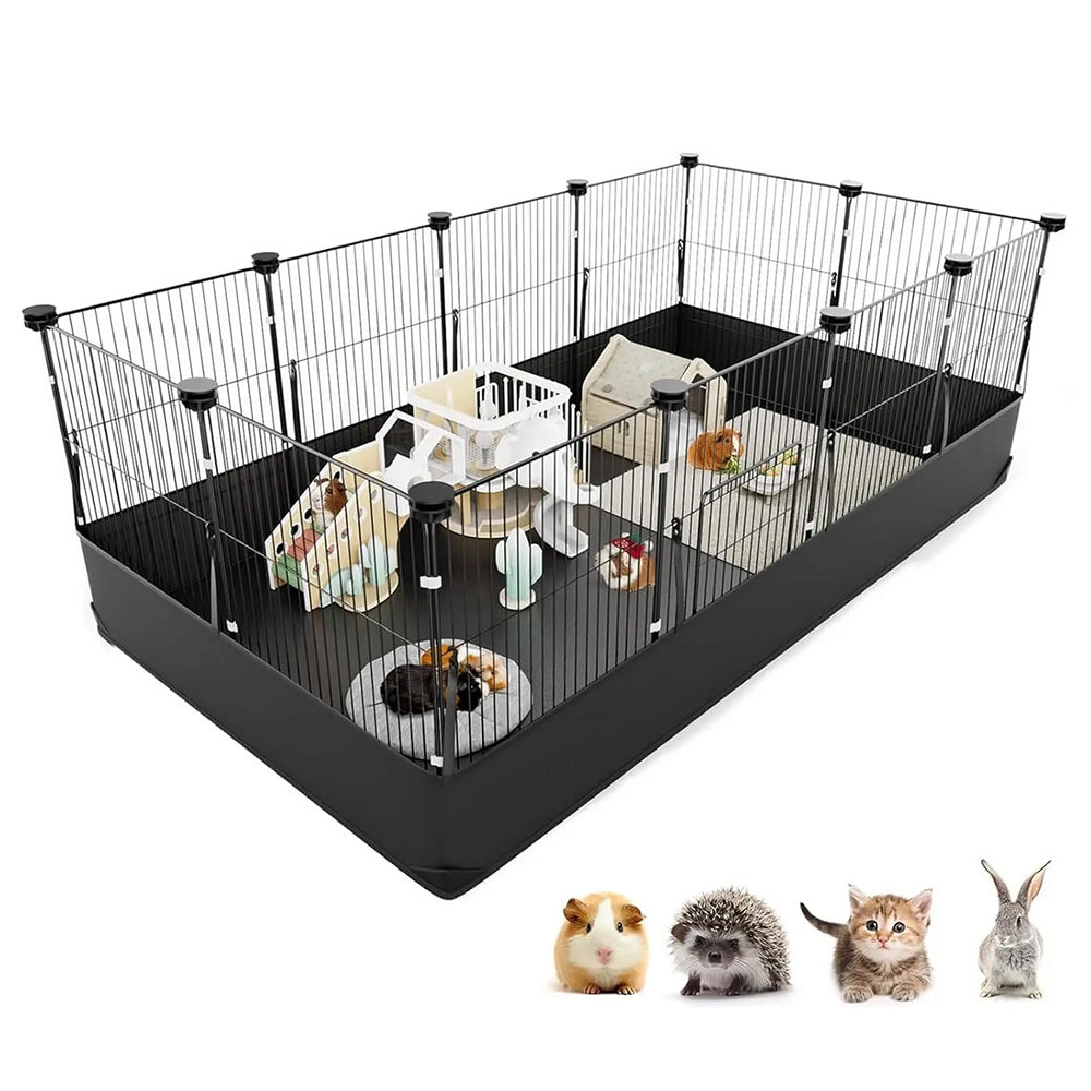 Foldable Pet Playpen with Mat Indoor Outdoor Dog Fence for Puppy and Rabbit