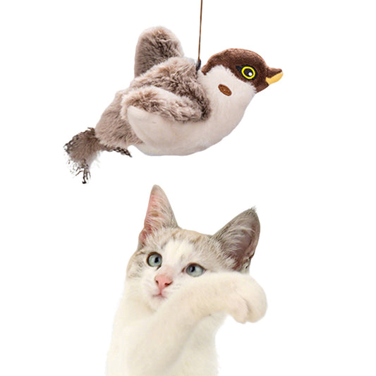 Interactive Cat Toy With Chirping Bird Electronic Flying Bird Shaped Cat Toy