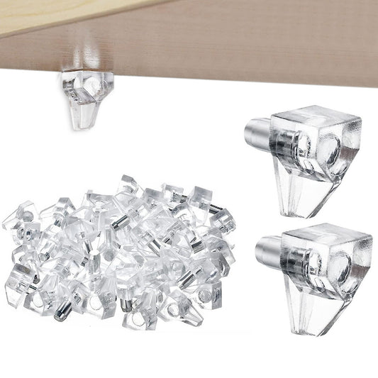 100-Pack Clear Cabinet Shelf Supports Heavy Duty Acrylic Shelf Pins for Glass/Wood Boards