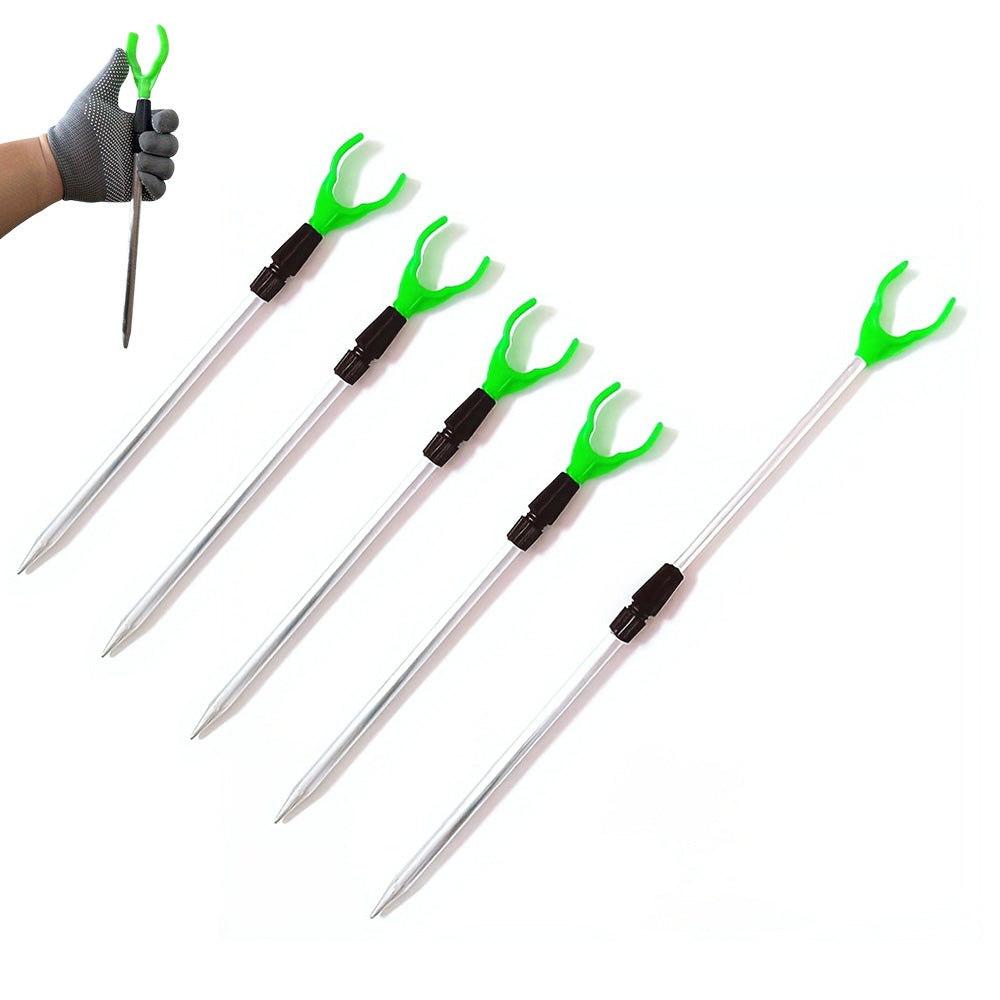 Five Piece Telescopic Aluminum Fishing Rod Holder Set