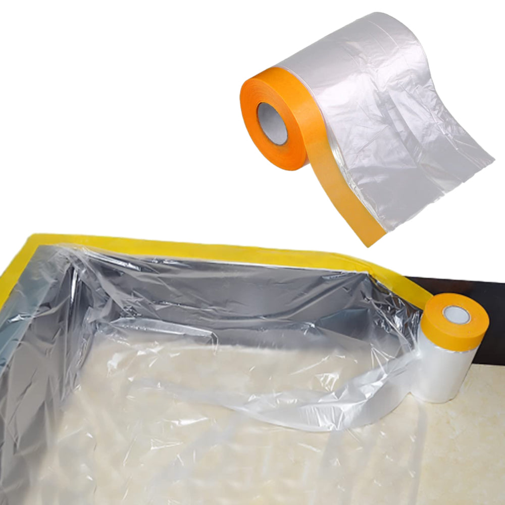 200m Painting Masking Film Sheet Pre-Taped Plastic Drop Paint Tape