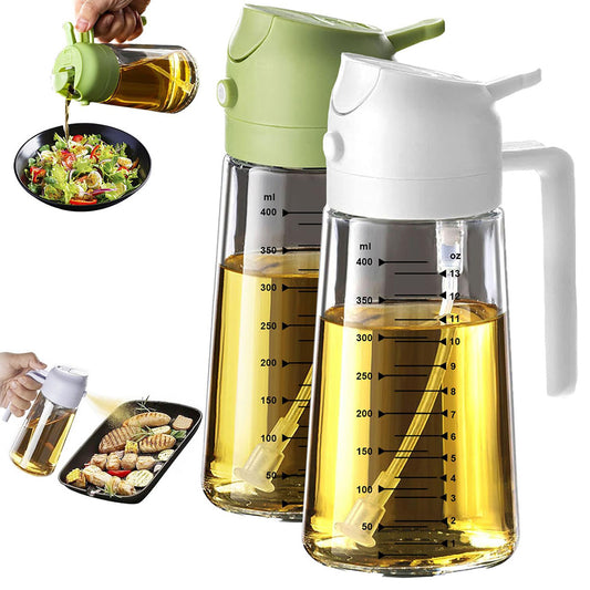 2 Pcs Measuring Oil Dispenser Bottle with Spray and Pour