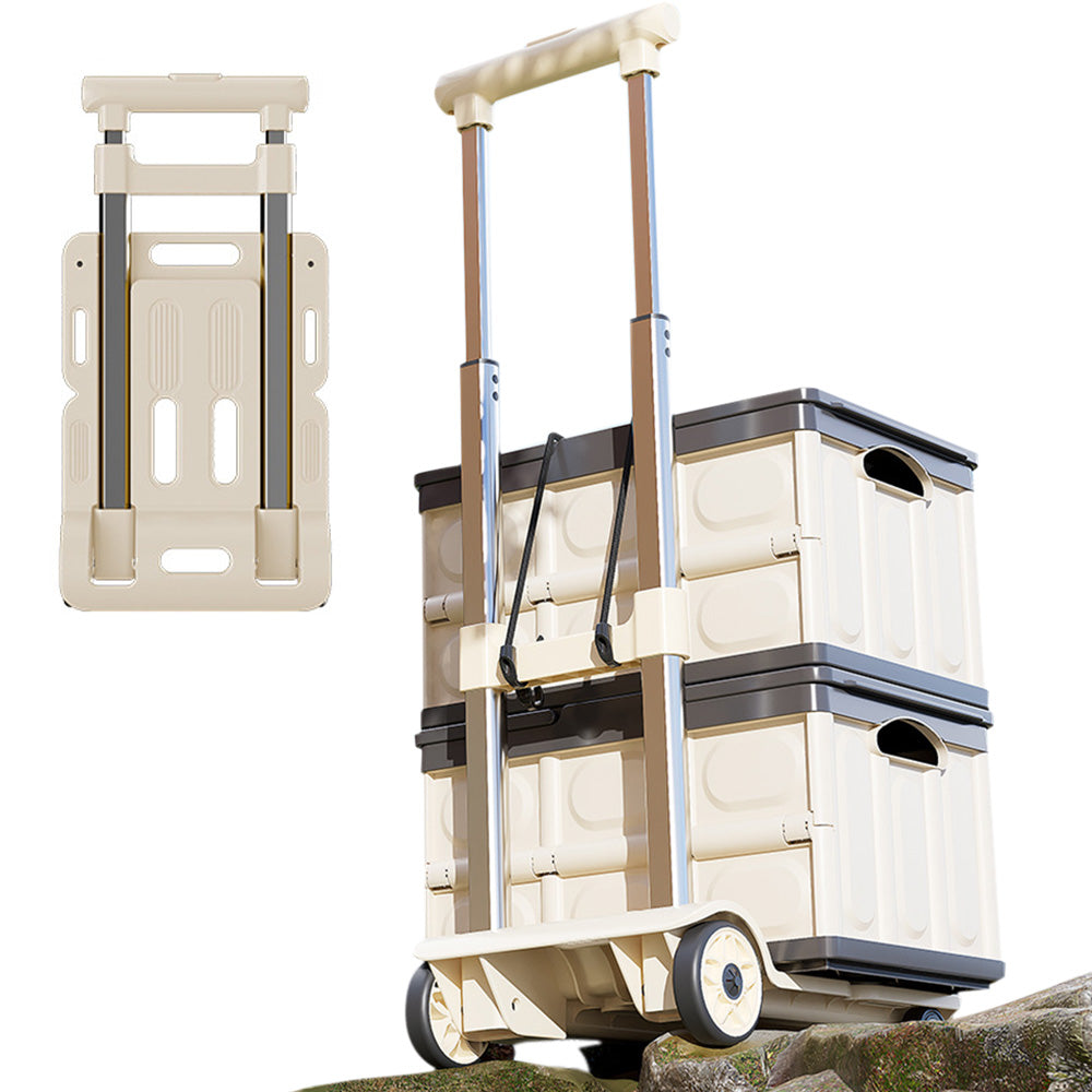 Folding Hand Truck Portable Dolly Cart Wheels with Elastic Rope for Travel Camping