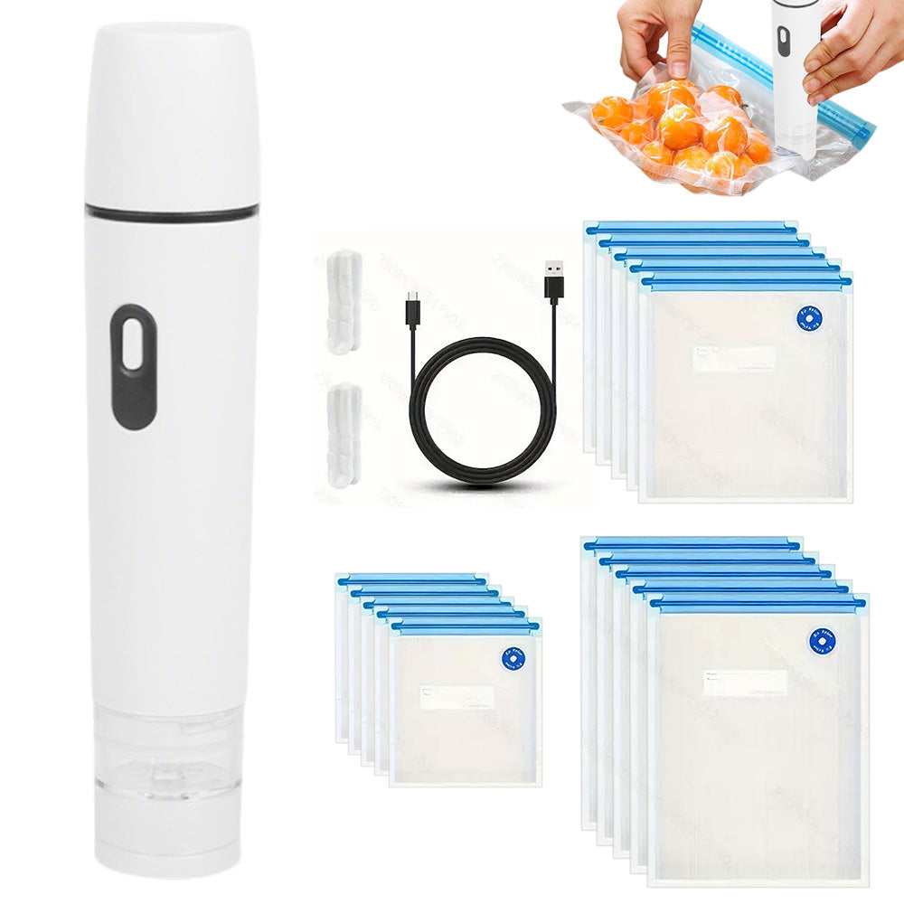 Portable Compact Vacuum Sealer for Food Storage with 15 Reusable Vacuum Bags