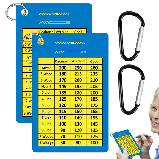 2PCS Golf Club Range Chart Card Golf Club Distance Card Golf Score Cards