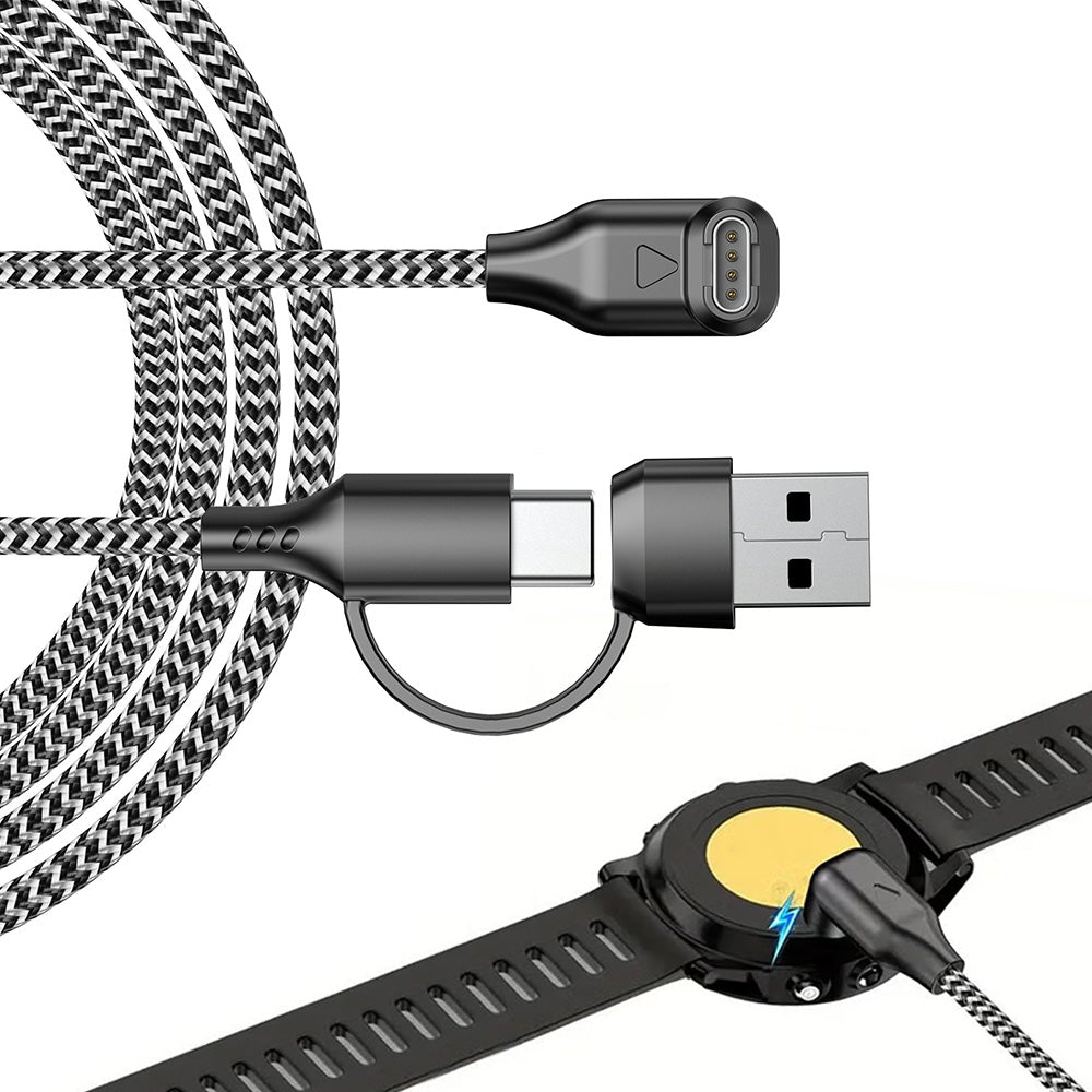 2 in 1 Charging Cable for Garmin Fenix Venu Forerunner USB A and C Ports