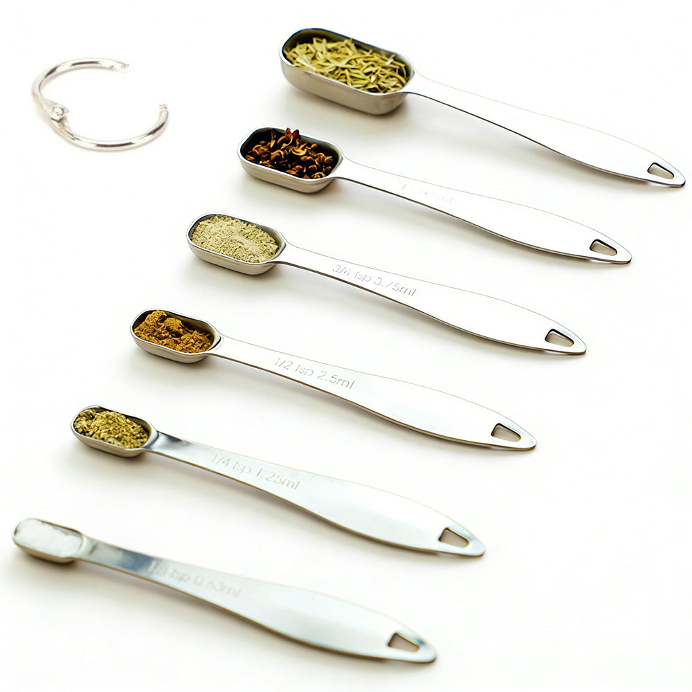 6Pcs Stainless Steel Measuring Cups Spoons Kitchen Baking Cooking Tools Set
