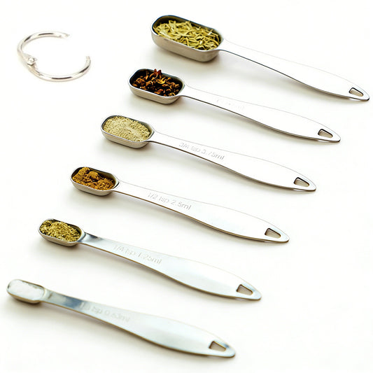 6Pcs Stainless Steel Measuring Cups Spoons Kitchen Baking Cooking Tools Set