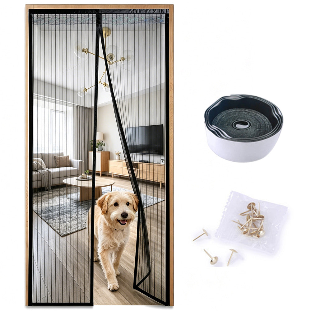 No-Drill Attraction Mosquito Screen Door Curtain Self Closing Mesh Net for Home Doorway