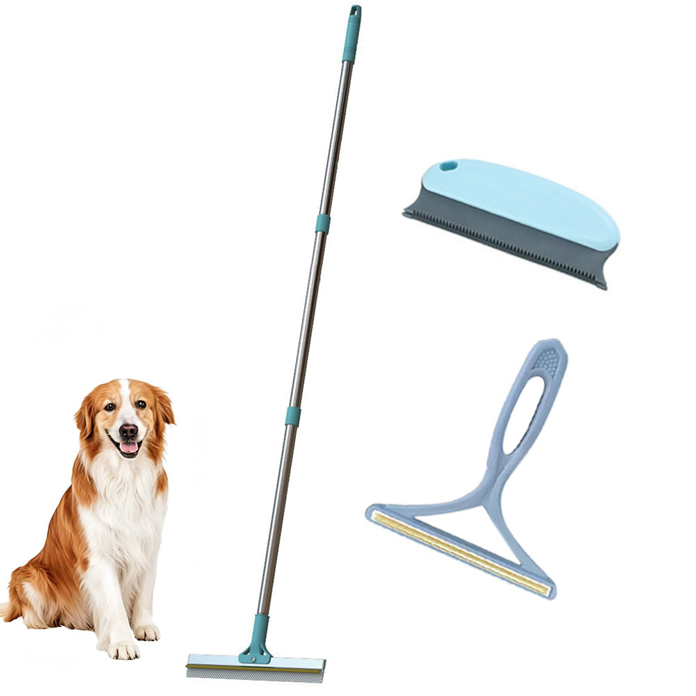 Metal Pet Hair Remover 3 in 1 Carpet Rake with Long Handle for Dog Cat Fur