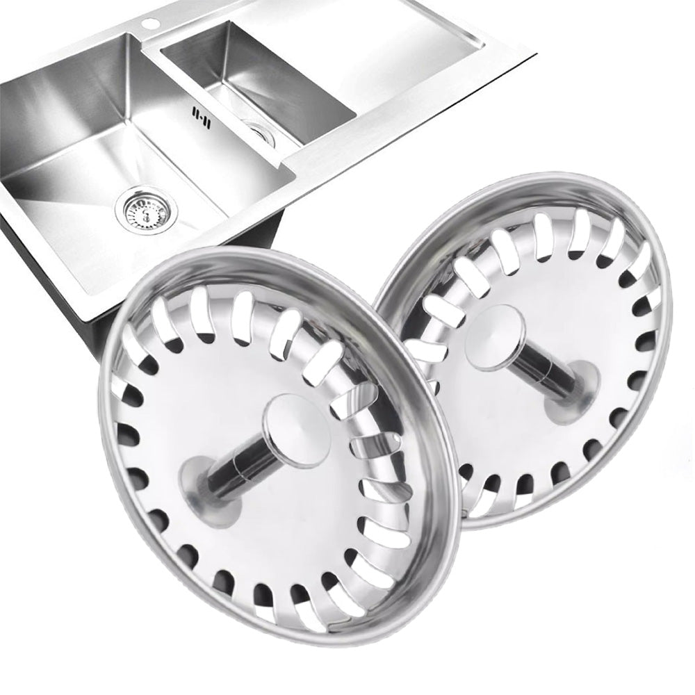 2 Pack Kitchen Sink Strainer Drain Stopper Baskets with Rubber Seals