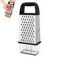 Box Grater with Container Stainless Steel Coarse Fine Slicer Non Slip Base