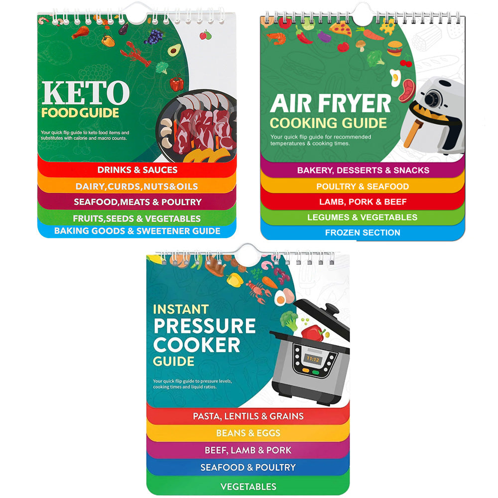 Cooking Cheat Sheets Set Air Fryer Pressure Cooker Keto Guide Fridge Calendar