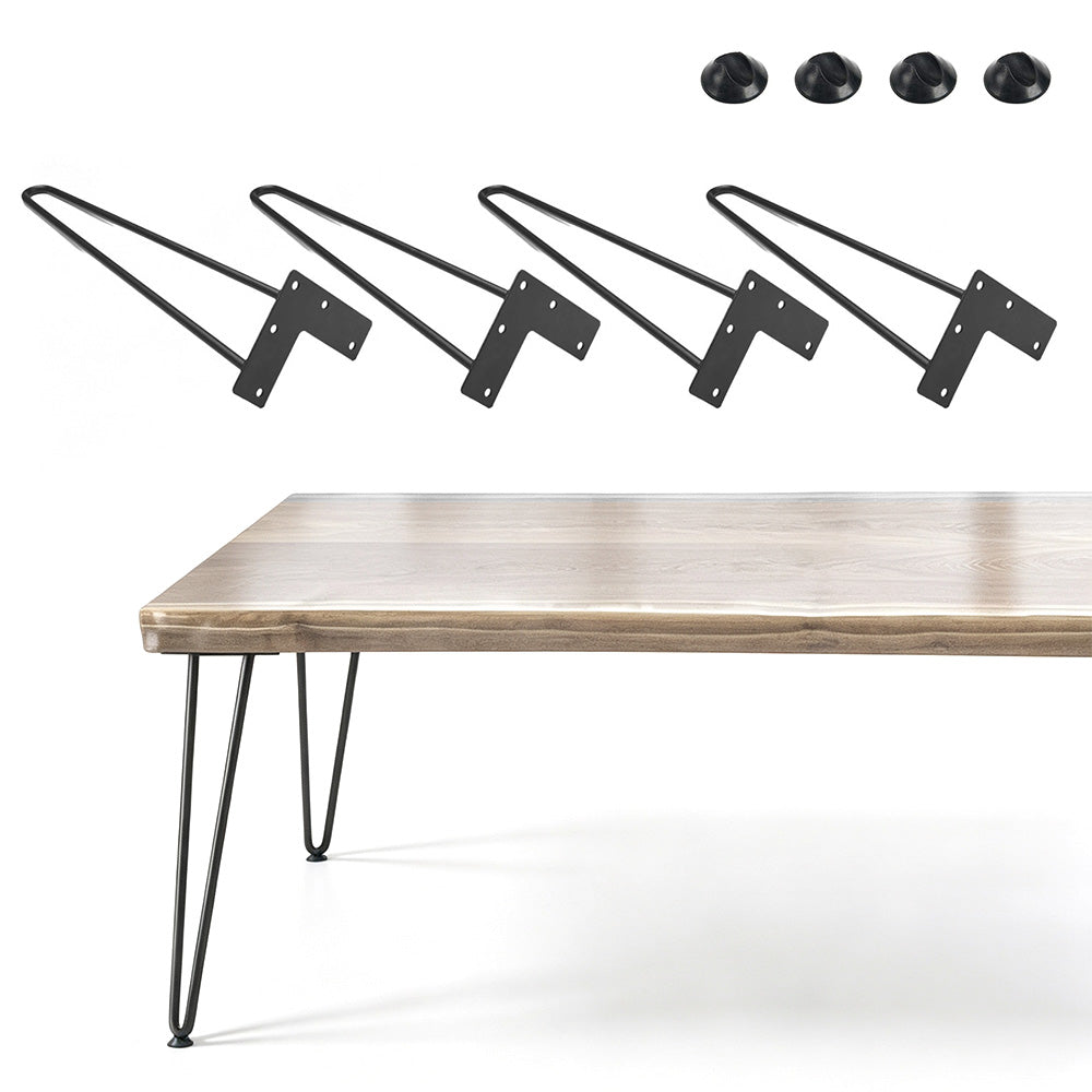4Pcs Hairpin Furniture Table Legs with Rubber Feet