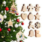 100Pcs Wooden Christmas Tree Decorations Assorted Blank Shapes for Painting