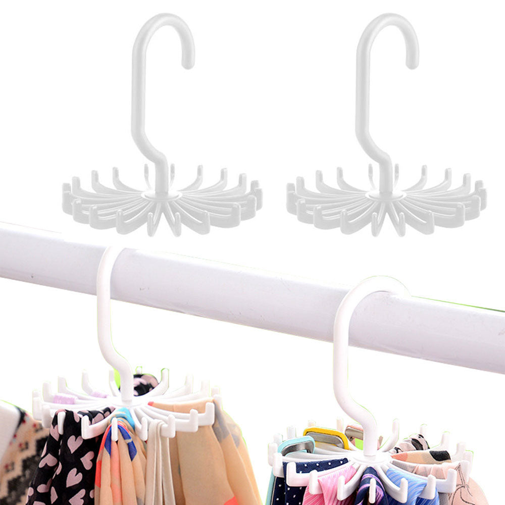 2Pcs 360-Degree Rotatable Hook Hanger Organizers Hanging Neck Tie Racks