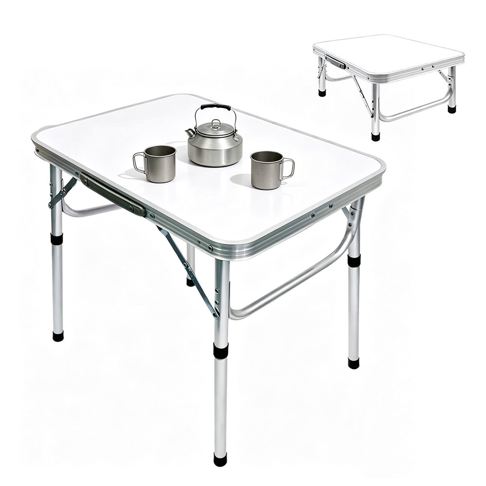 60x45cm Foldable Aluminum Camping Table with Adjustable Height and Handle