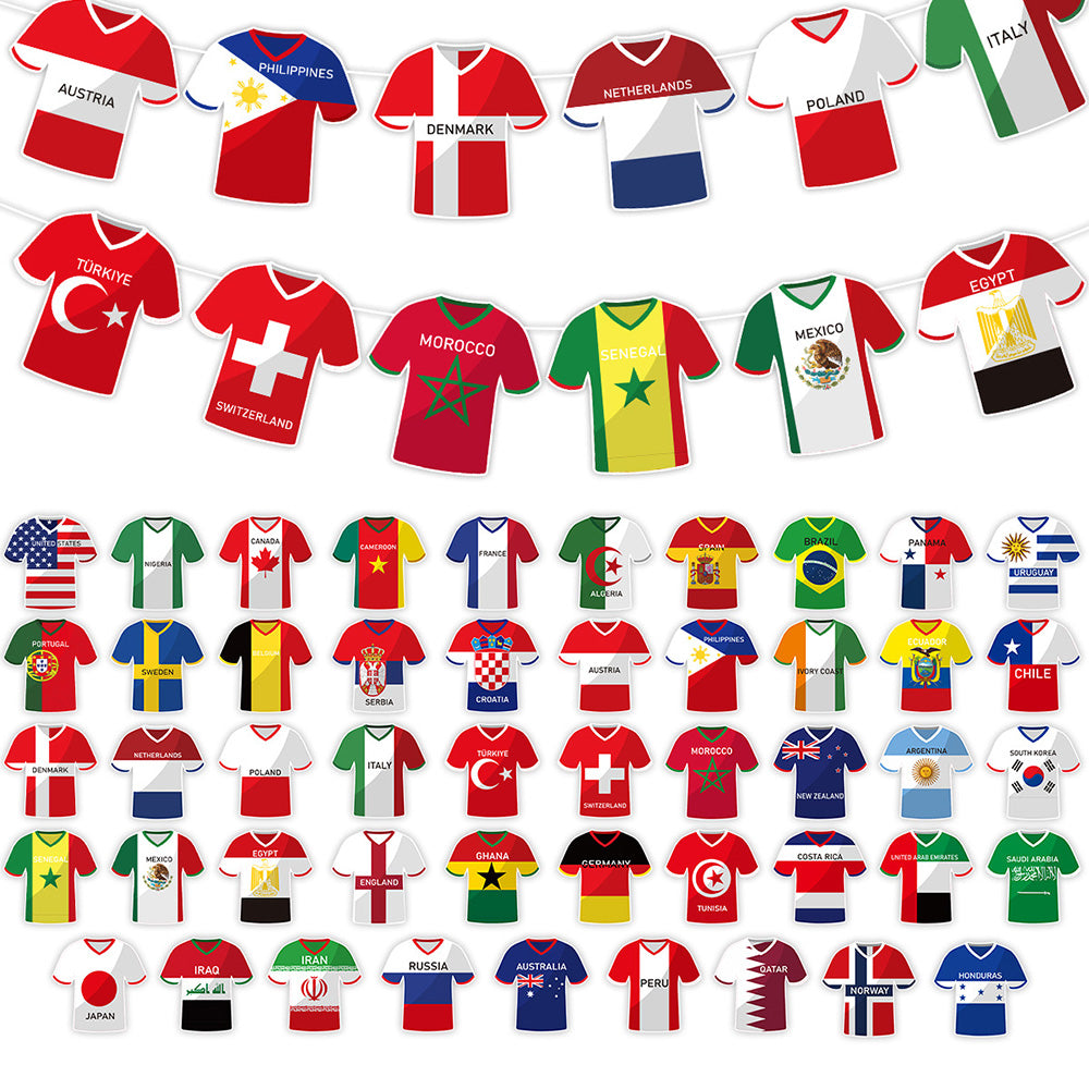 Soccer Jersey Bunting Flags – 49 Country Designs Football Party Decoration