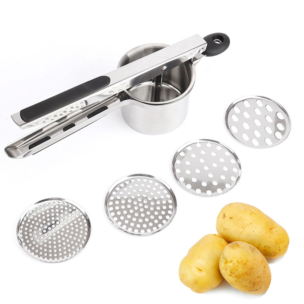 3-in-1 Stainless Steel Potato Ricer & Masher with 3 Interchangeable Discs