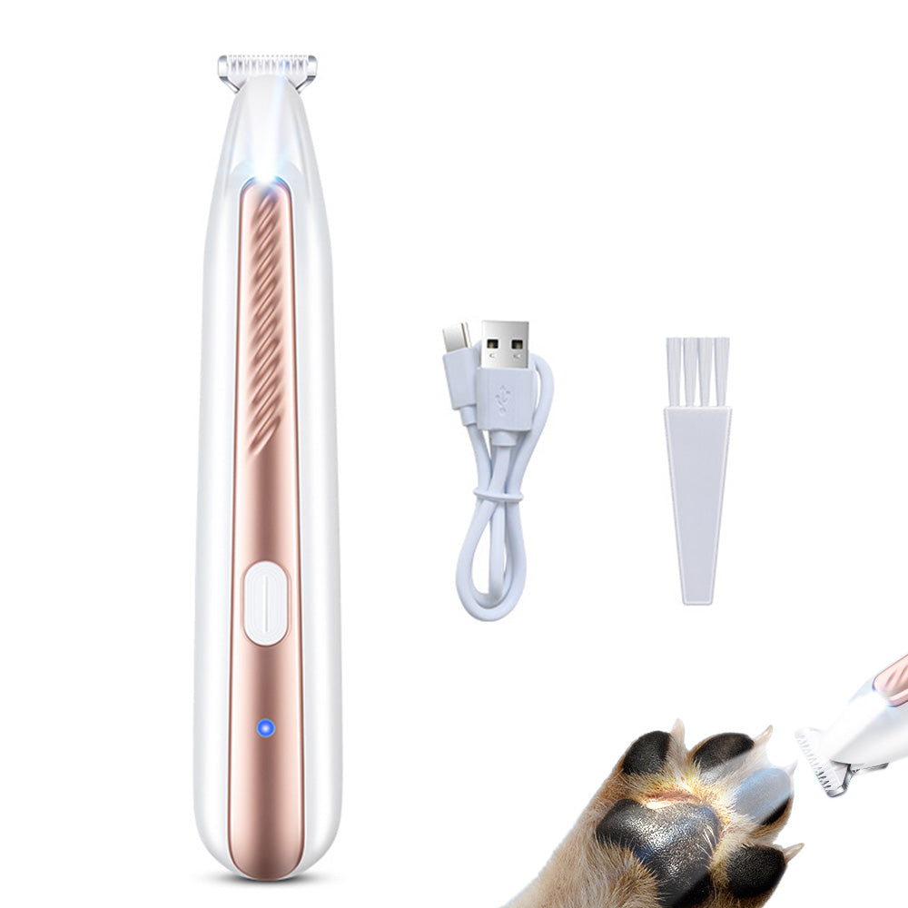 Dog Paw Trimmer Low Noise with LED Light Pet Paw Grooming Clippers