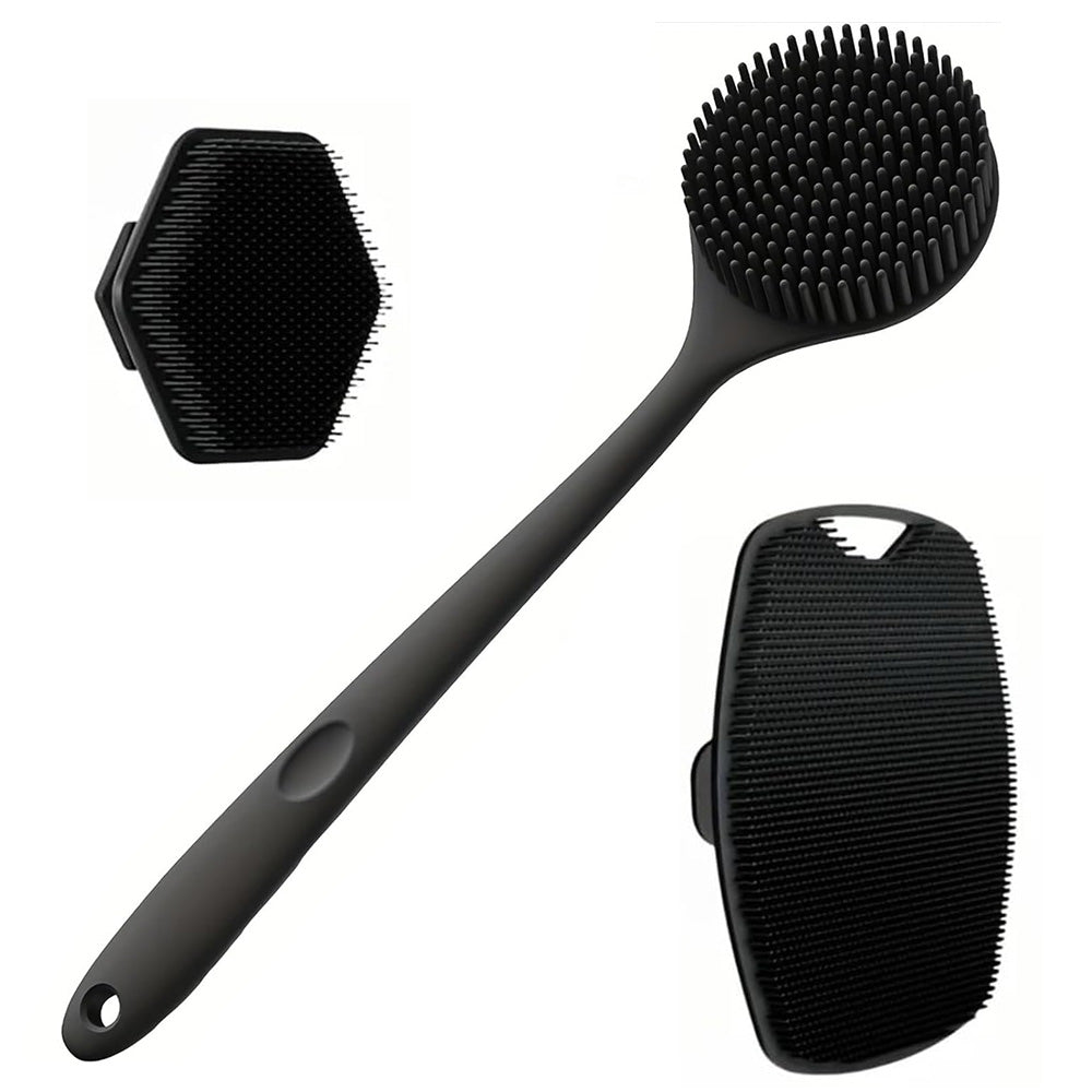 Long Handle Silicone Body Scrubber Shower Brush Set Bath Brush