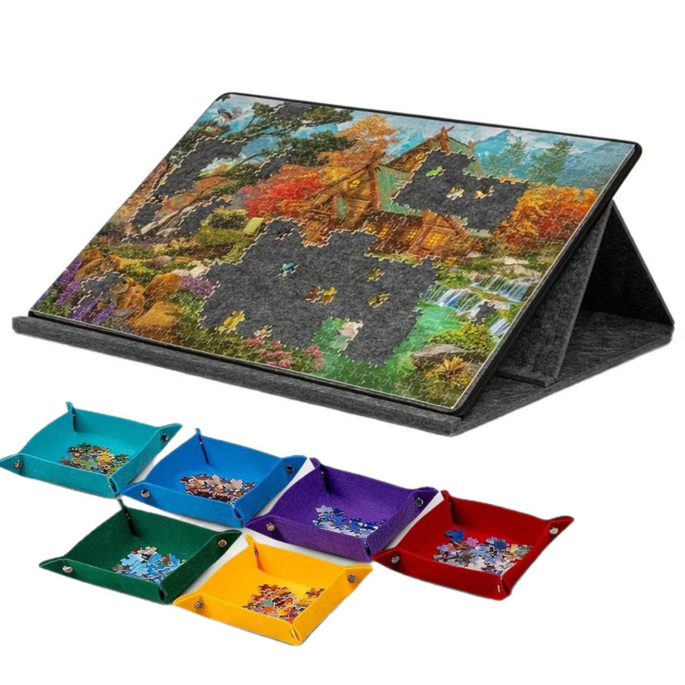 Jigsaw Puzzle Board with 6 Sorting Trays Felt Puzzle Mat