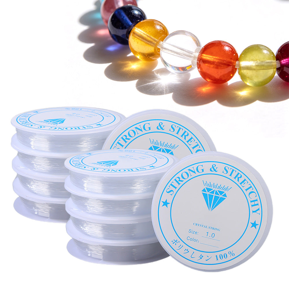 10 Rolls Transparent Elastic String Stretchy Beading Cord for Bracelet and Necklace DIY Making